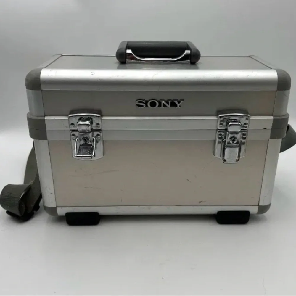 Vintage Sony Hard Case - Padded Aluminum Storage with strap
